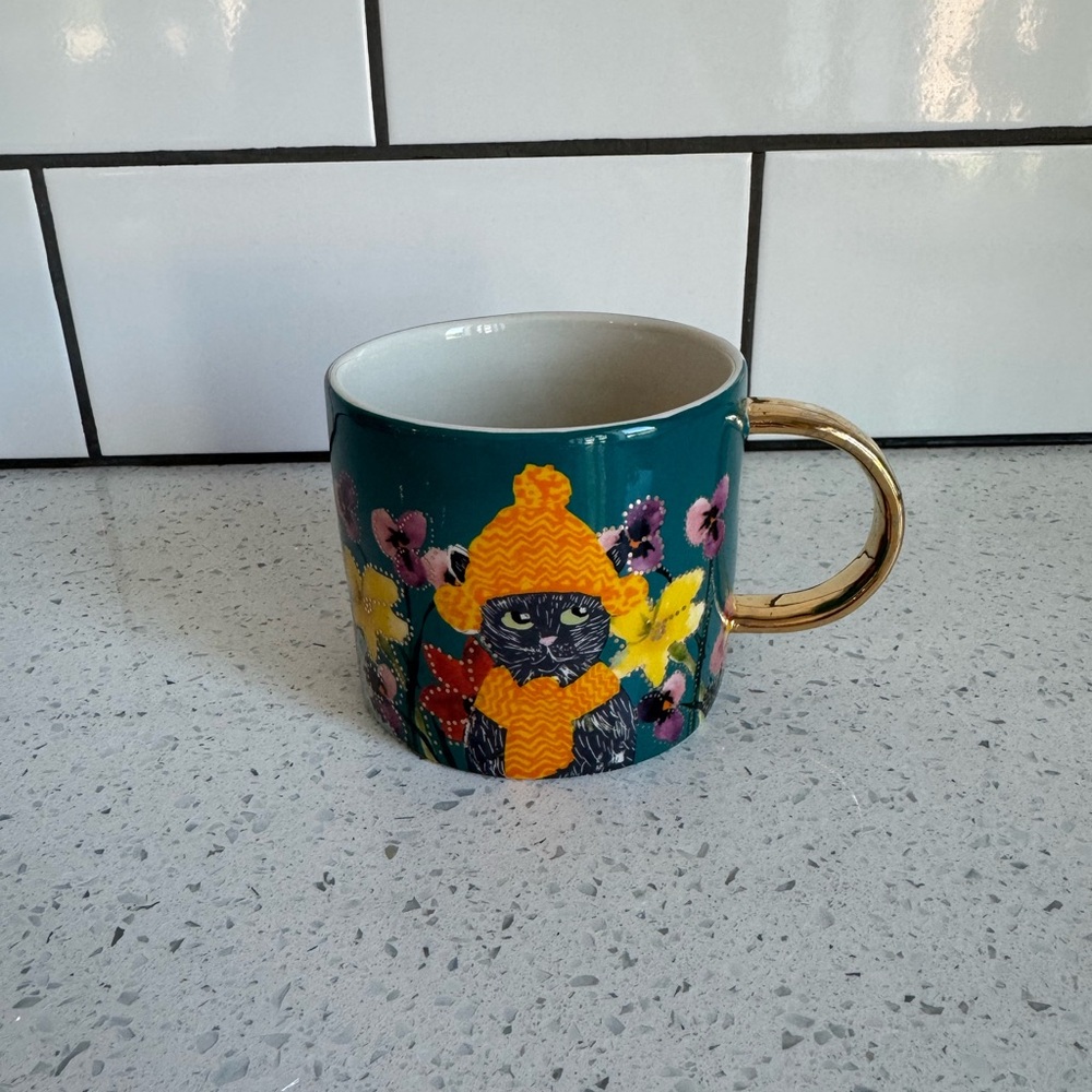 Anthropologie Francesca Kaye Feline Cat Mug 🐱 | Artistic Stoneware
